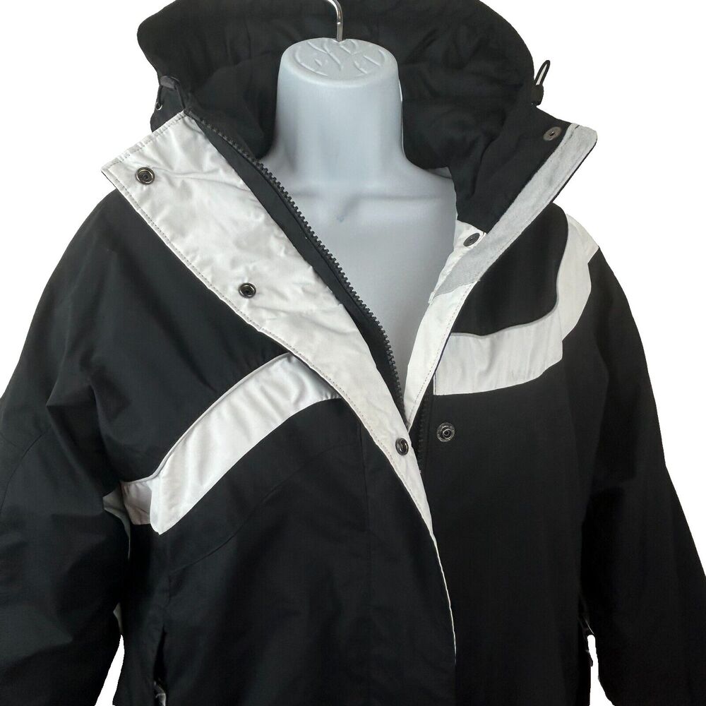 Columbia Black + White Hooded Winter Coat Parka Jacket Size S - Picture 10 of 12